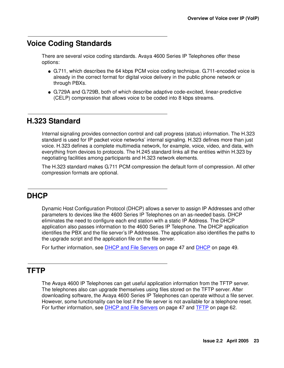 Avaya 4600 manual Voice Coding Standards 