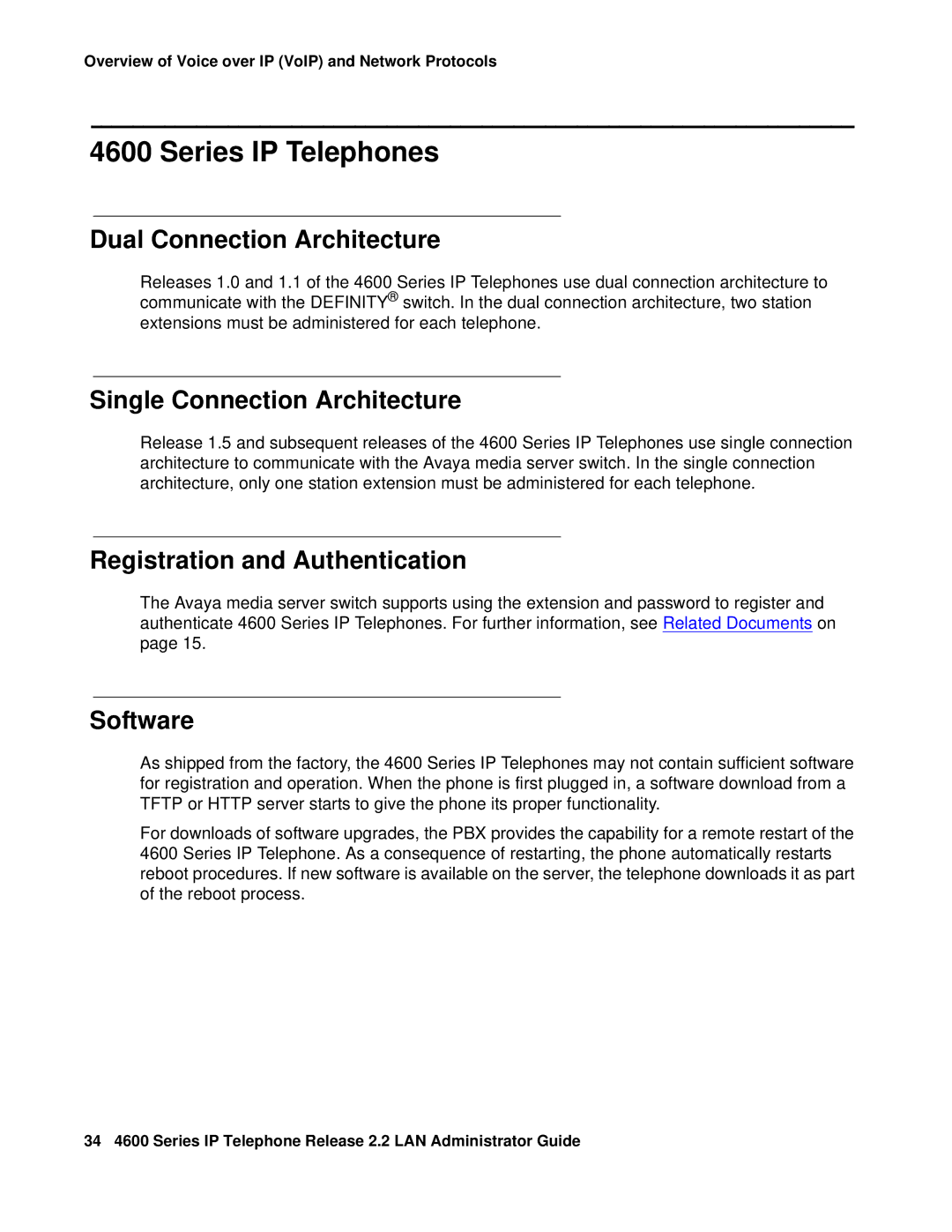 Avaya 4600 manual Series IP Telephones, Dual Connection Architecture, Single Connection Architecture, Software 