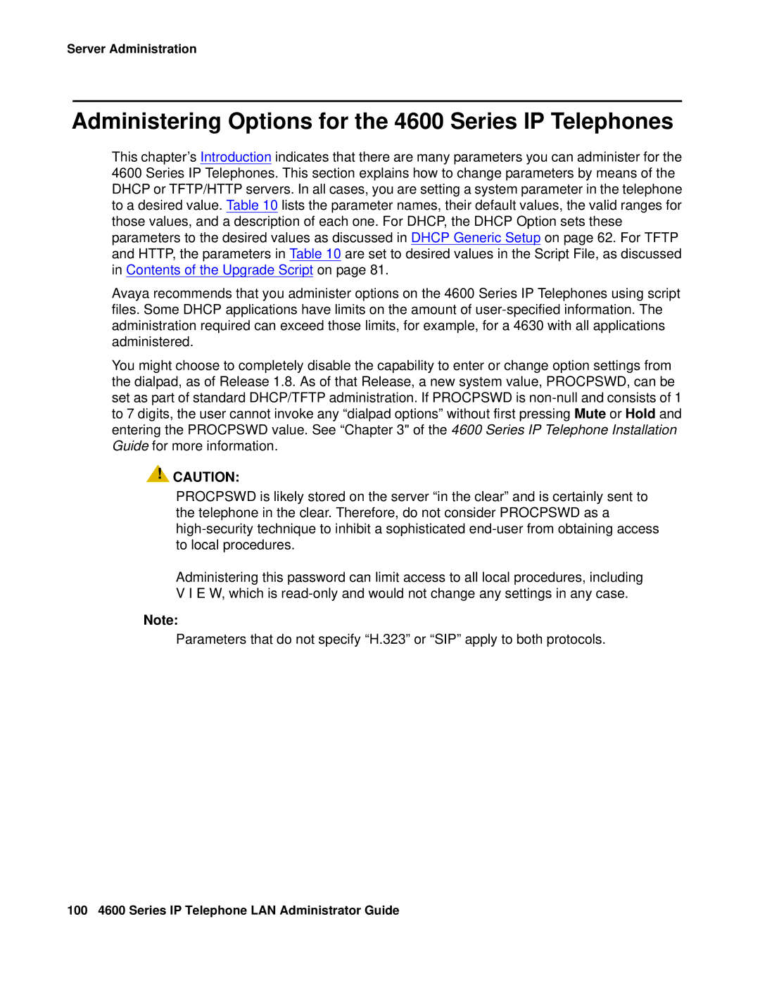 Avaya manual Administering Options for the 4600 Series IP Telephones 