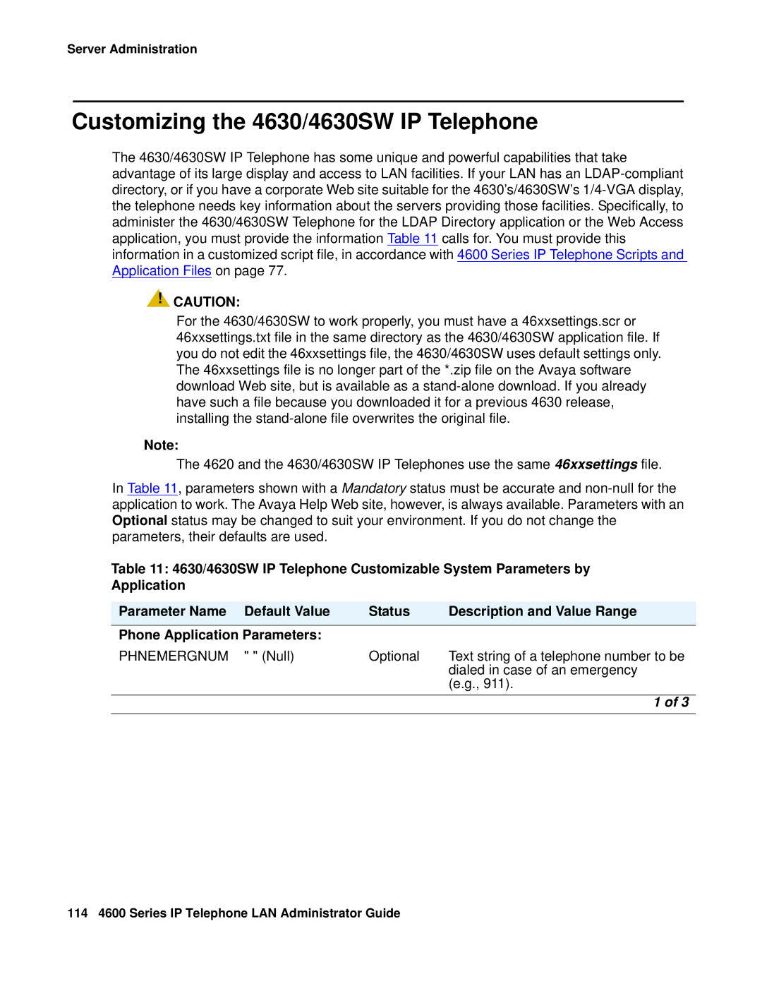 Avaya 4600 manual Customizing the 4630/4630SW IP Telephone, Phnemergnum 