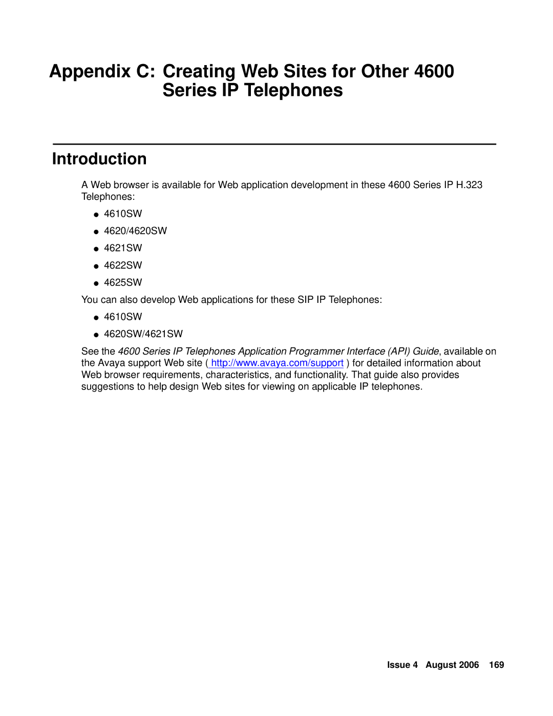 Avaya 4600 manual Appendix C Creating Web Sites for Other Series IP Telephones 