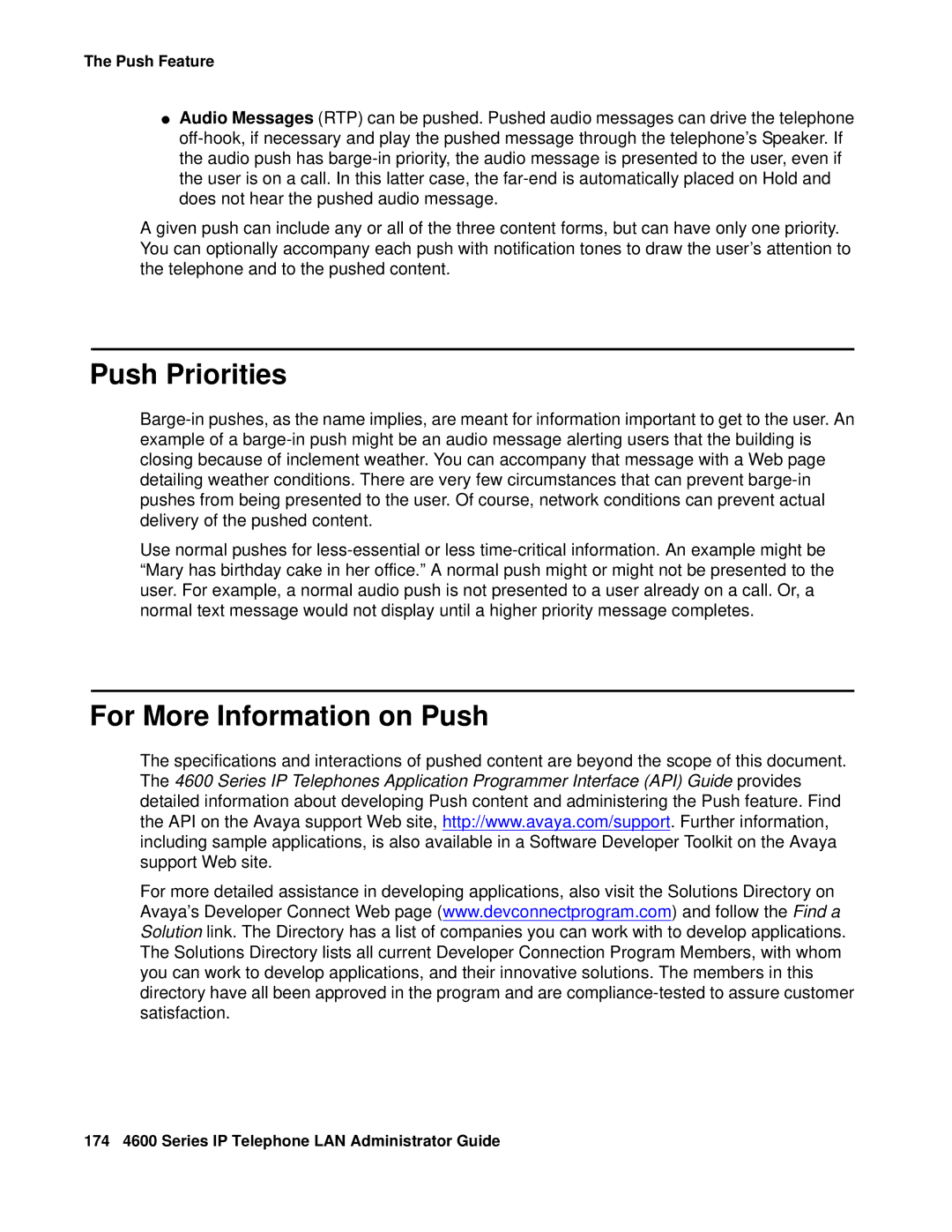 Avaya 4600 manual Push Priorities, For More Information on Push 