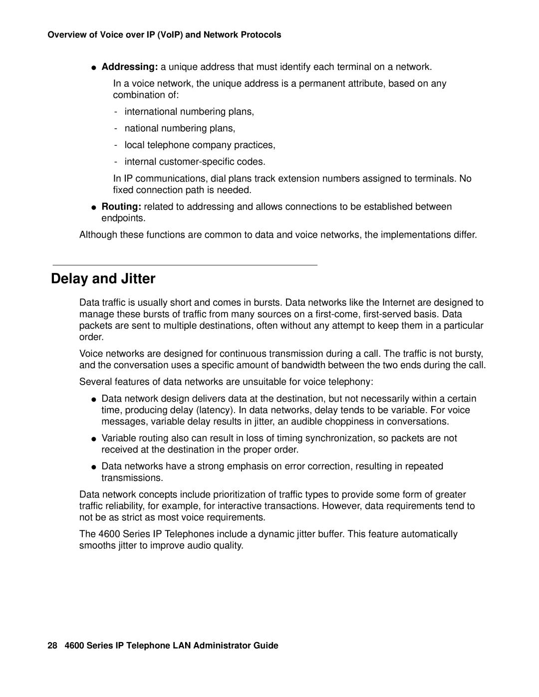 Avaya 4600 manual Delay and Jitter 