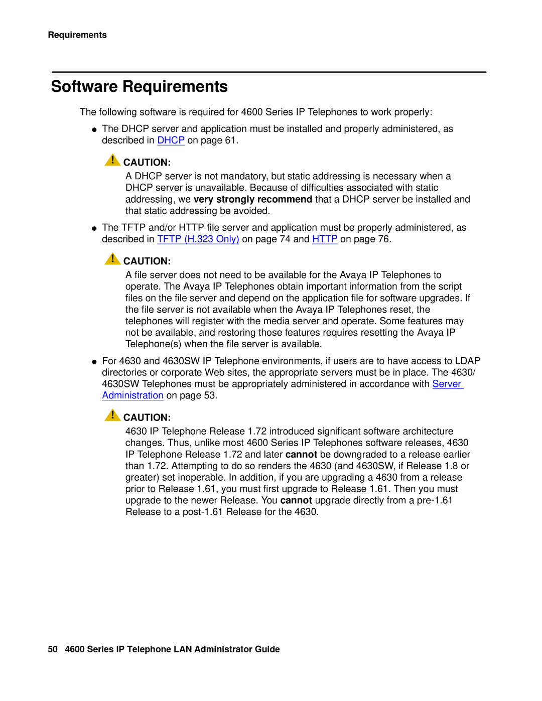 Avaya 4600 manual Software Requirements 