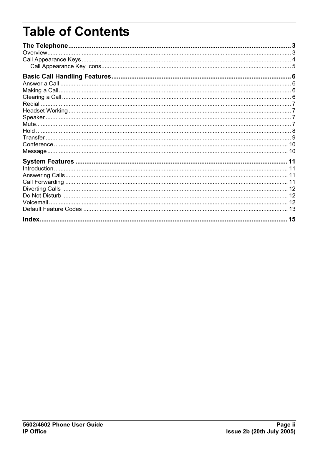 Avaya 4602, 5602 manual Table of Contents 