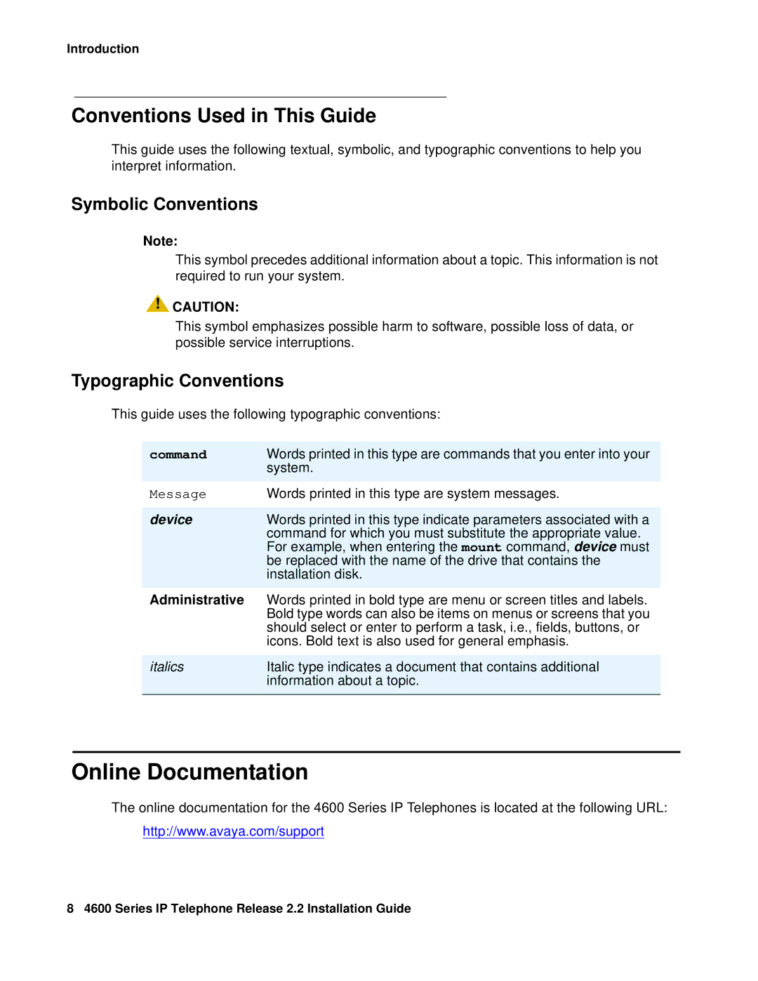 Avaya 4602SW, 4612, 4620SW, 4606, 4601, 4610SW manual Online Documentation, Command, Device, Administrative 