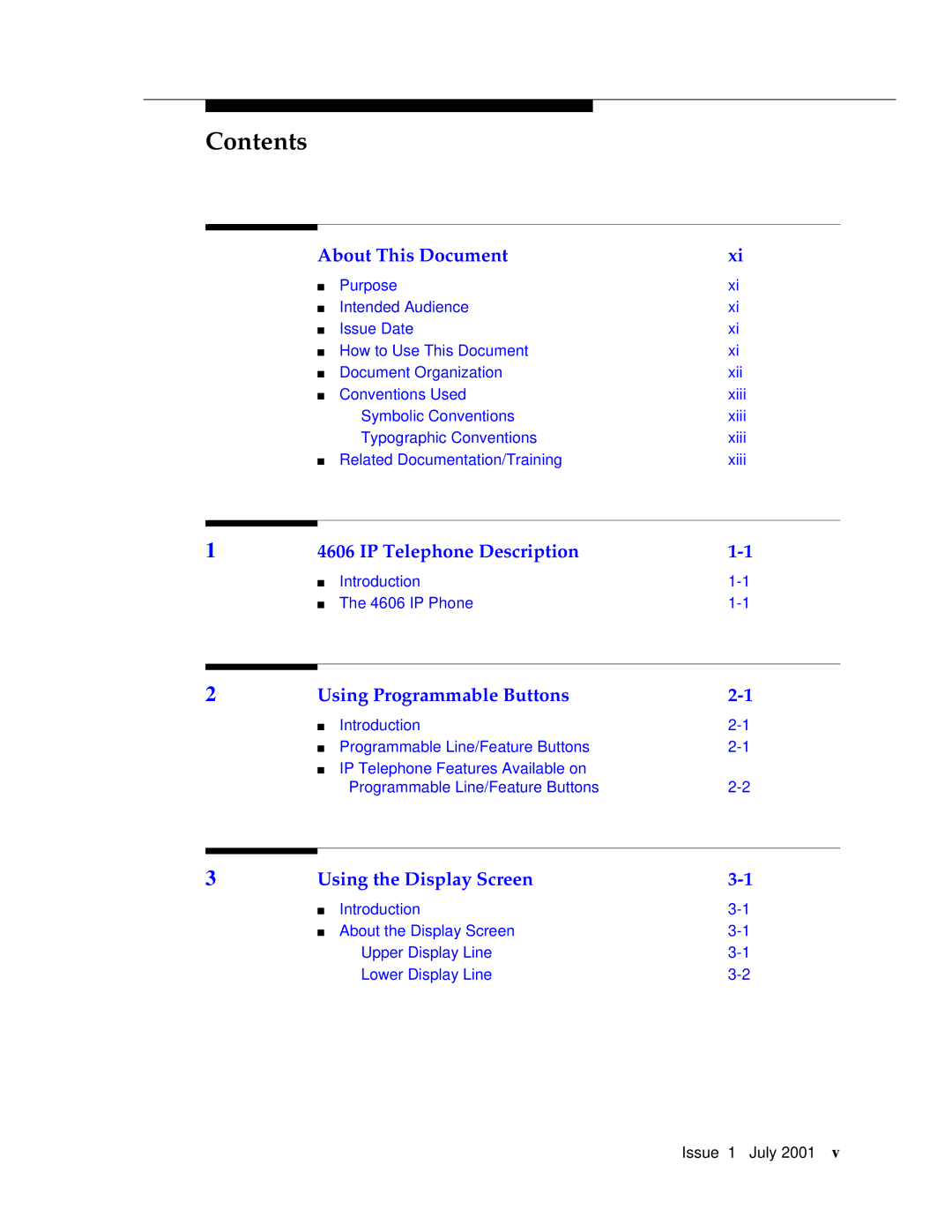 Avaya 4606 manual Contents 