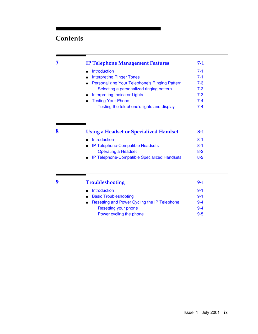 Avaya 4606 manual IP Telephone Management Features 