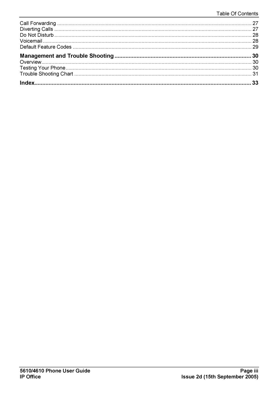 Avaya 5610, 4610 manual Table Of Contents 