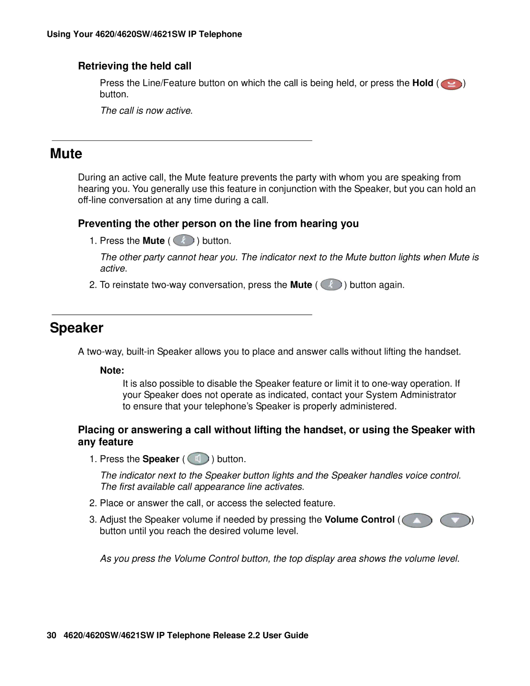 Avaya 4621SW IP manual Mute, Speaker, Call is now active 