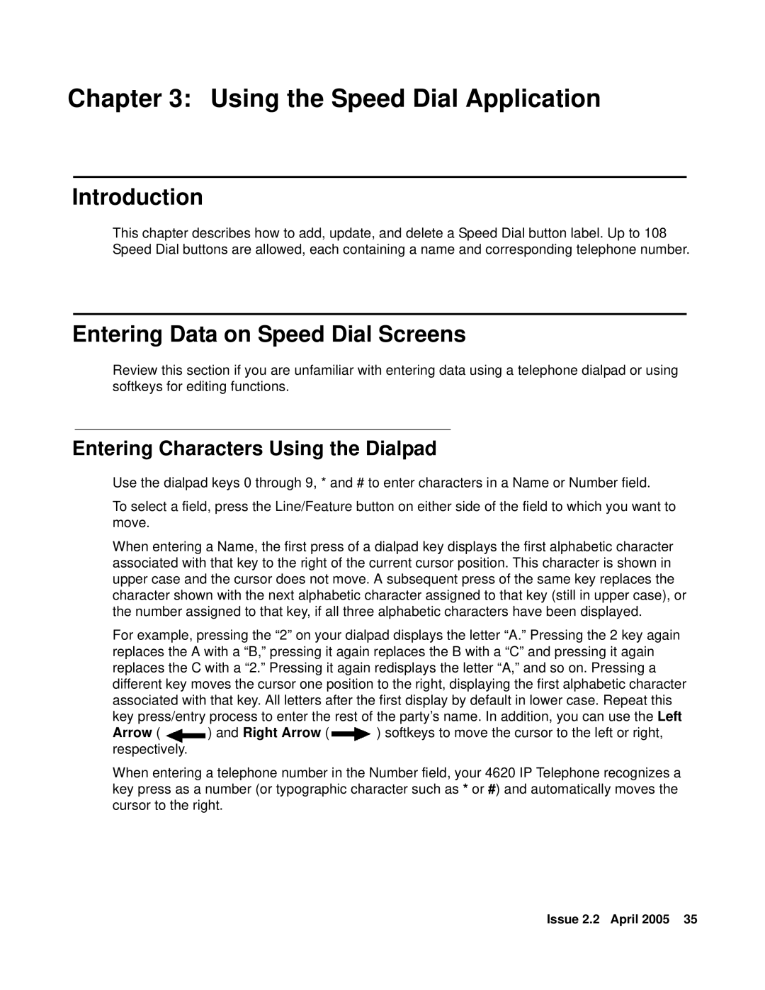 Avaya 4621SW IP manual Using the Speed Dial Application, Entering Data on Speed Dial Screens 