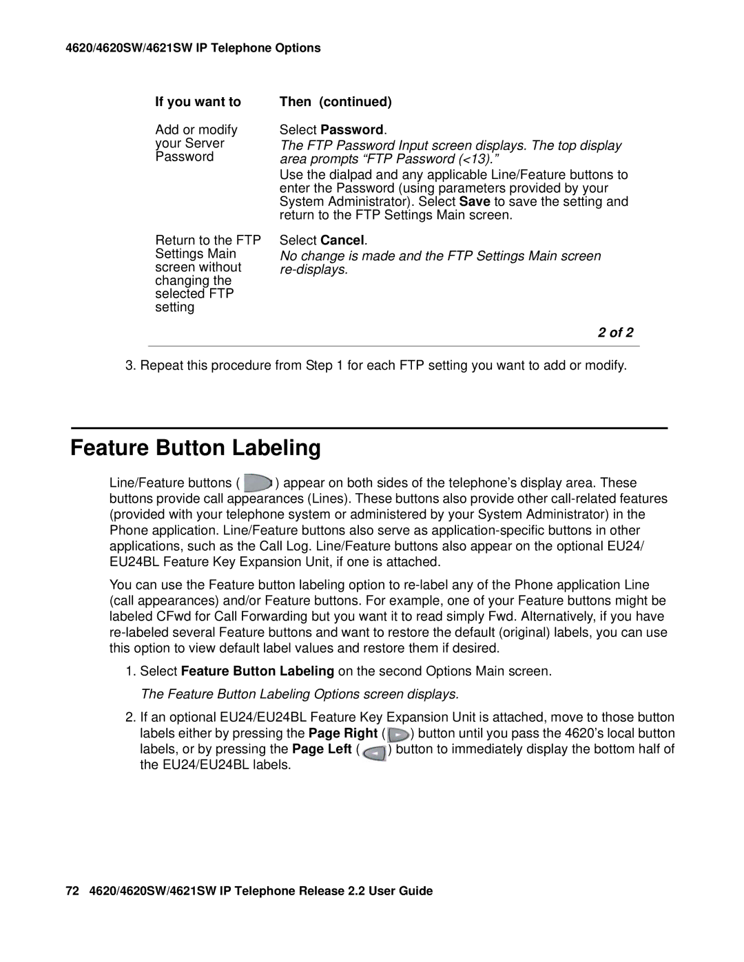 Avaya 4621SW IP manual Feature Button Labeling 