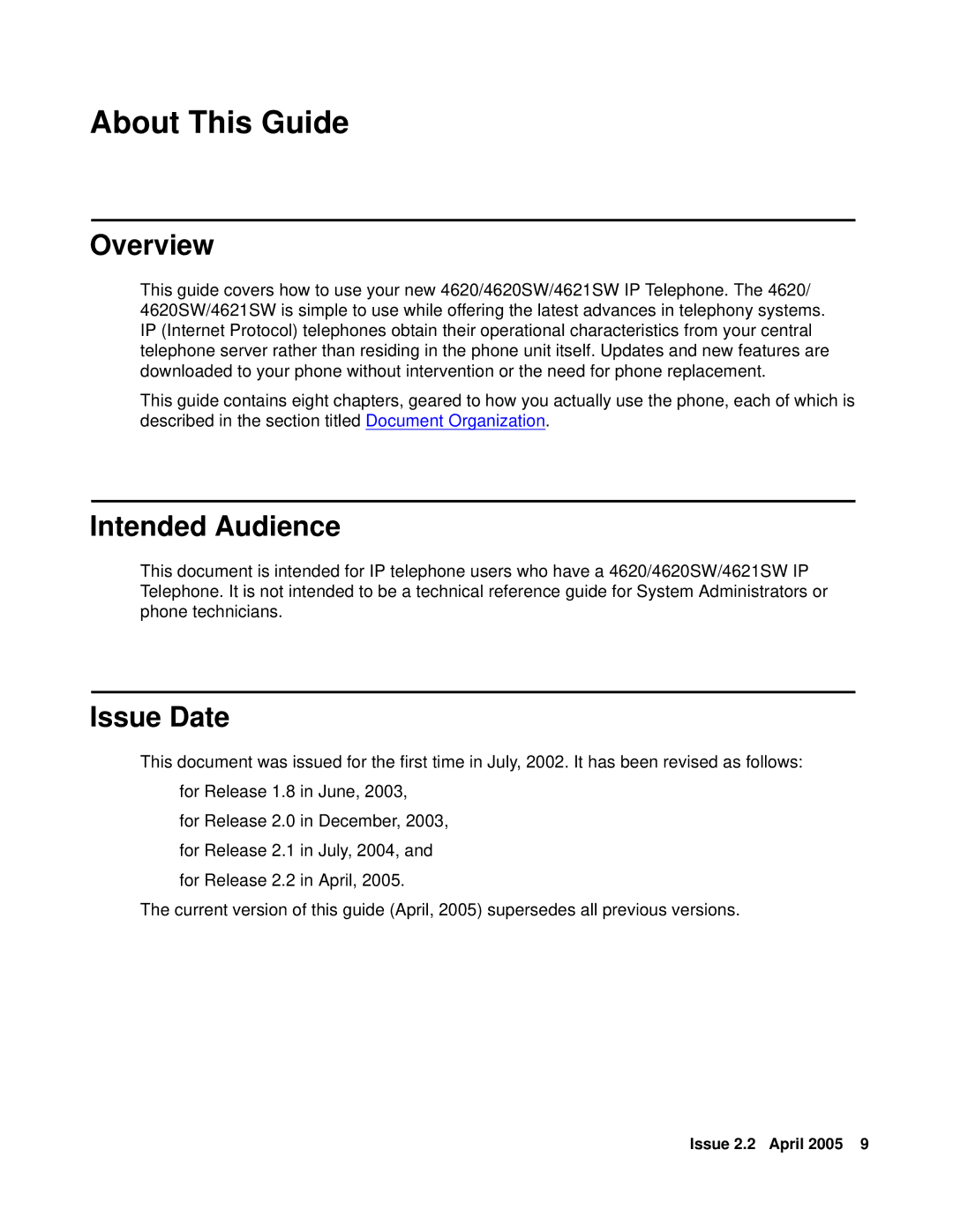 Avaya 4621SW IP manual About This Guide, Overview, Intended Audience, Issue Date 