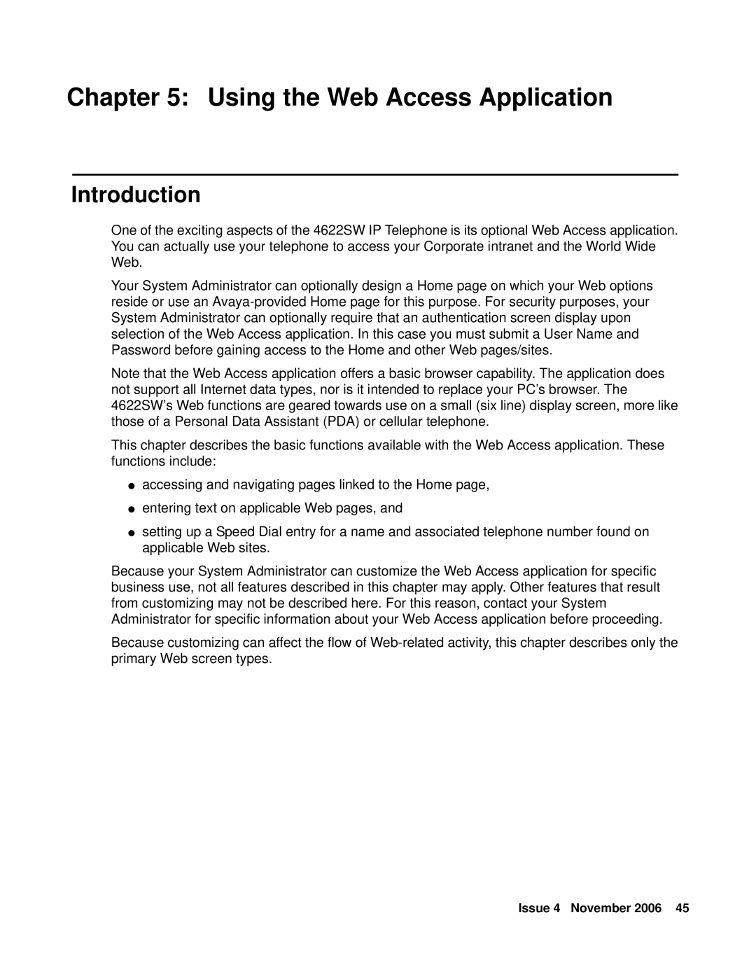 Avaya 4622SW IP manual Using the Web Access Application, Introduction 