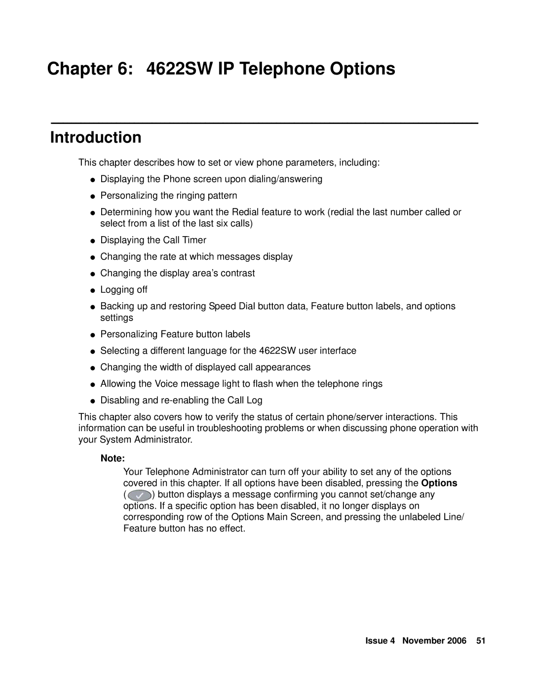 Avaya manual 4622SW IP Telephone Options, Introduction 