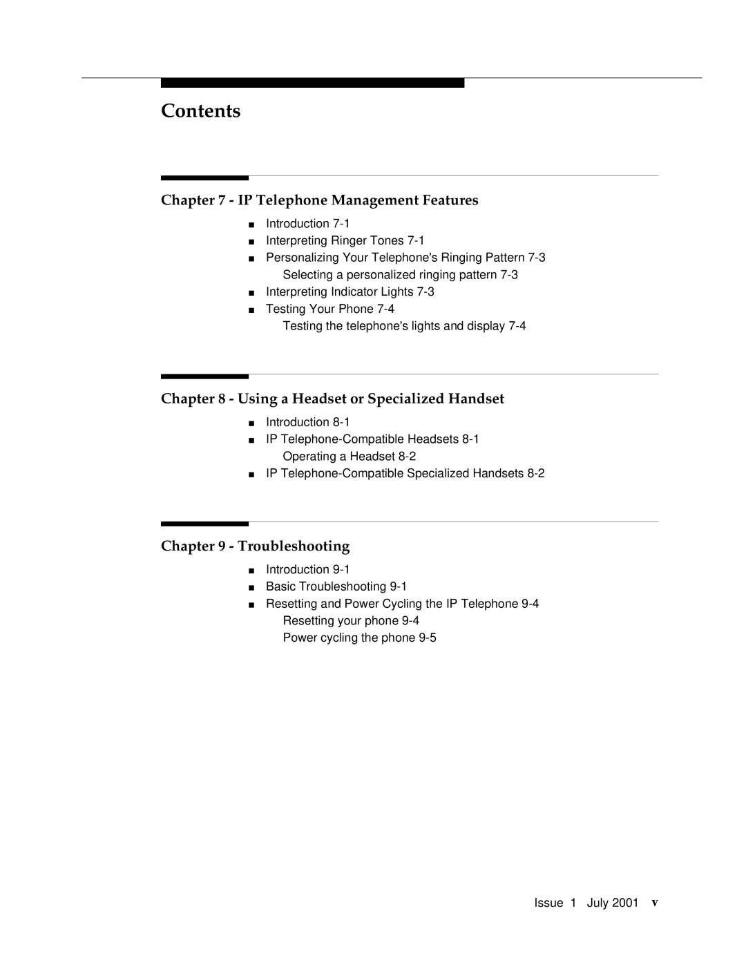 Avaya 4624 manual IP Telephone Management Features 