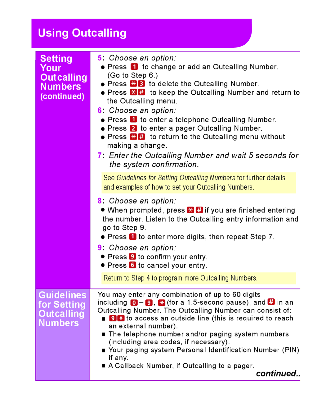 Avaya 518-100-701 manual For Setting, Guidelines 