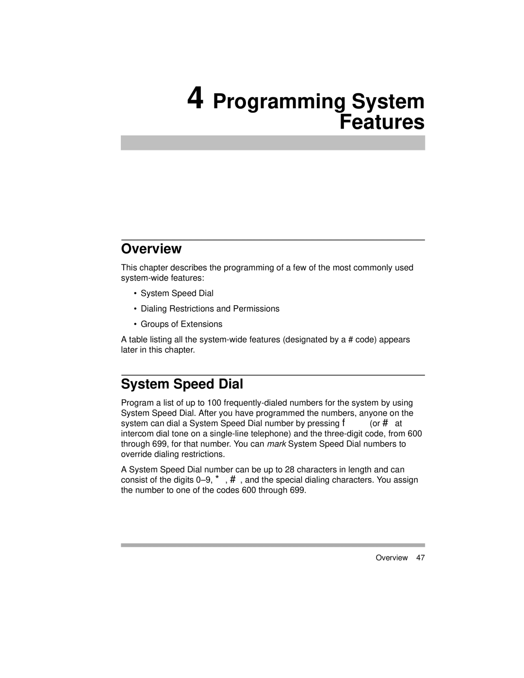 Avaya 518-456-804 manual Programming System Features, System Speed Dial 