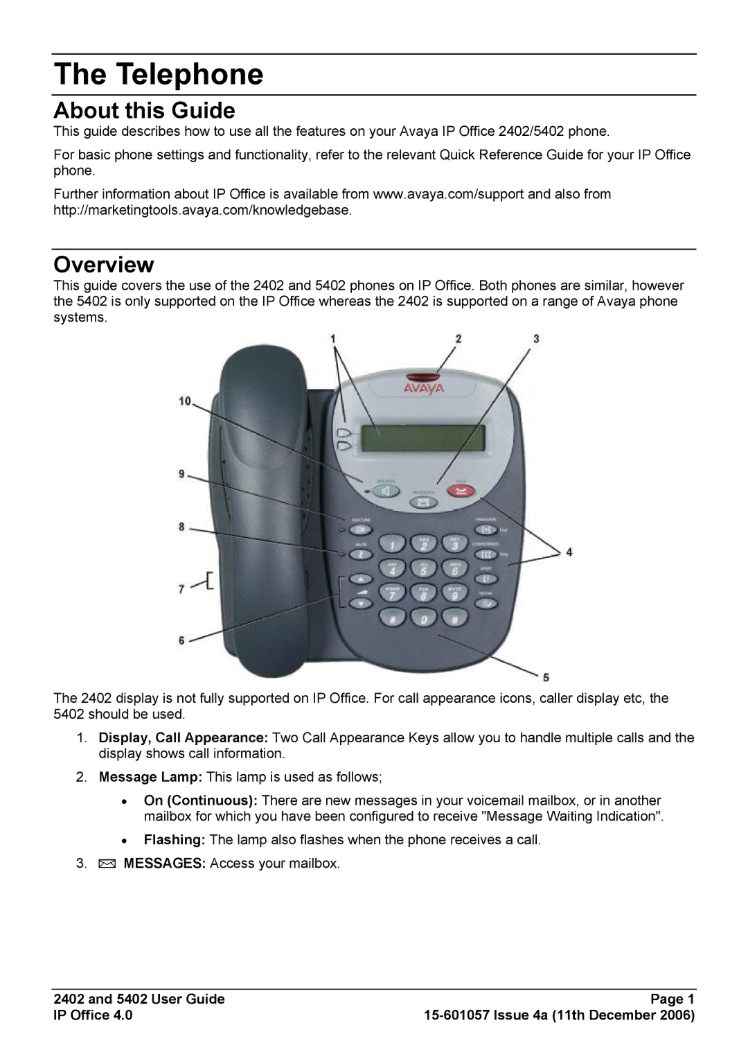 Avaya 2402, 5402 manual Telephone, About this Guide, Overview 