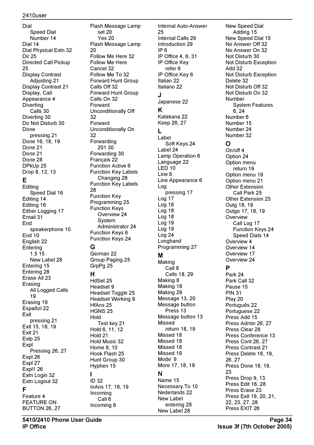 Avaya 5410 manual Feature on Button 26 