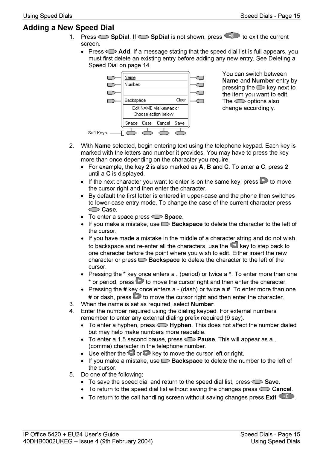 Avaya 5420 + EU24 manual Adding a New Speed Dial 