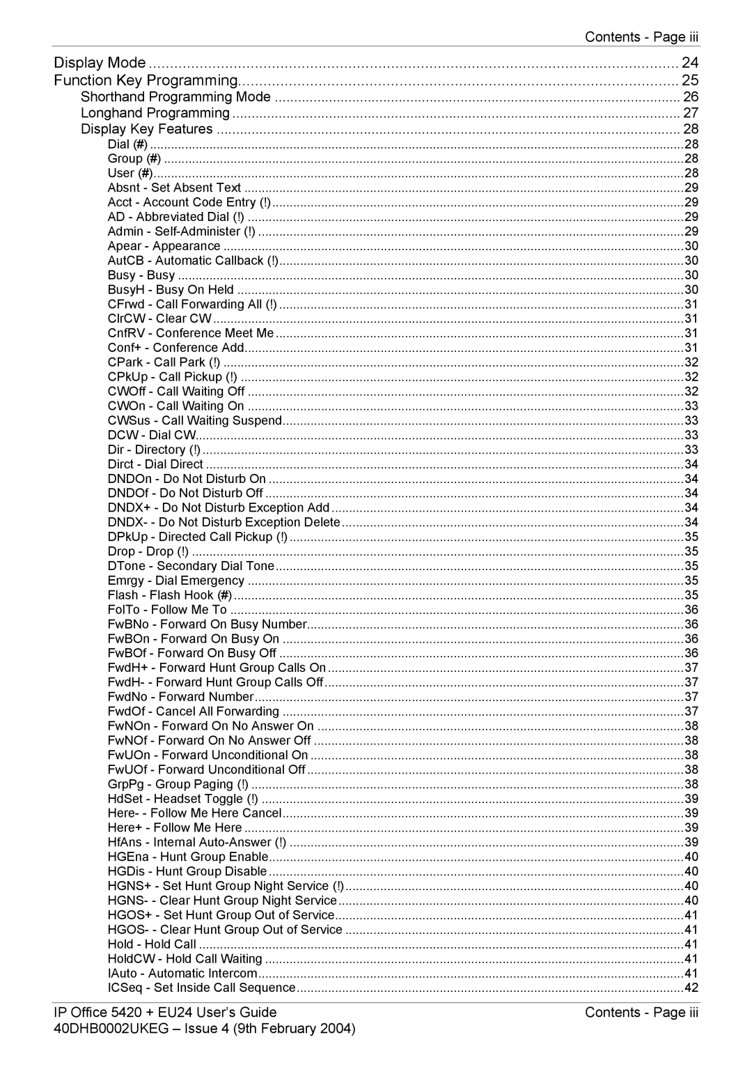 Avaya 5420 + EU24 manual Contents 