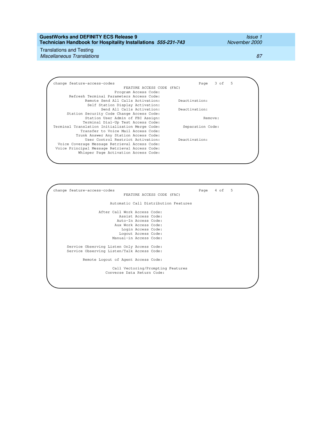 Avaya 555-231-743 manual GuestWorks and Definity ECS Release 