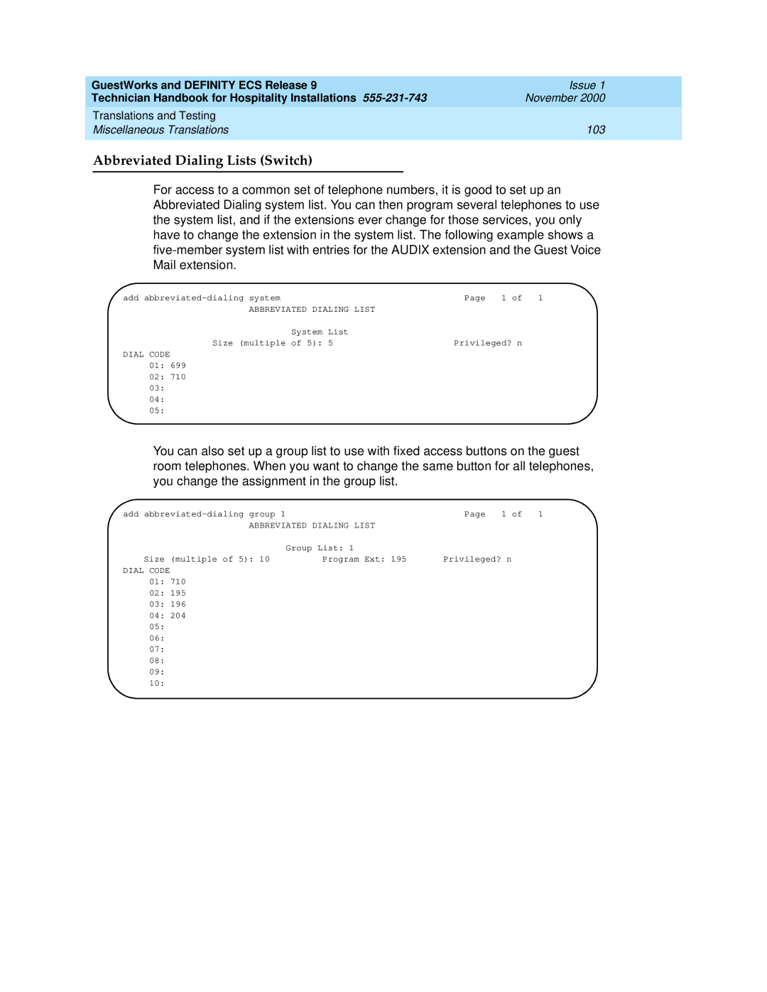 Avaya 555-231-743 manual Abbreviated Dialing Lists Switch, Dial Code 