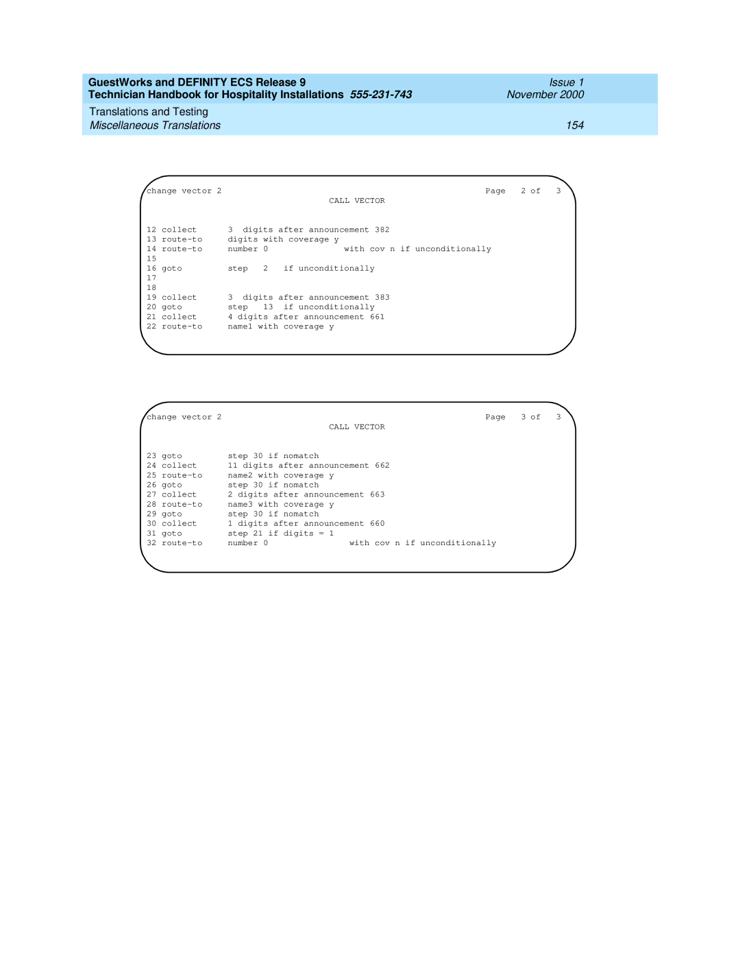 Avaya 555-231-743 manual Translations and Testing Miscellaneous Translations 154 