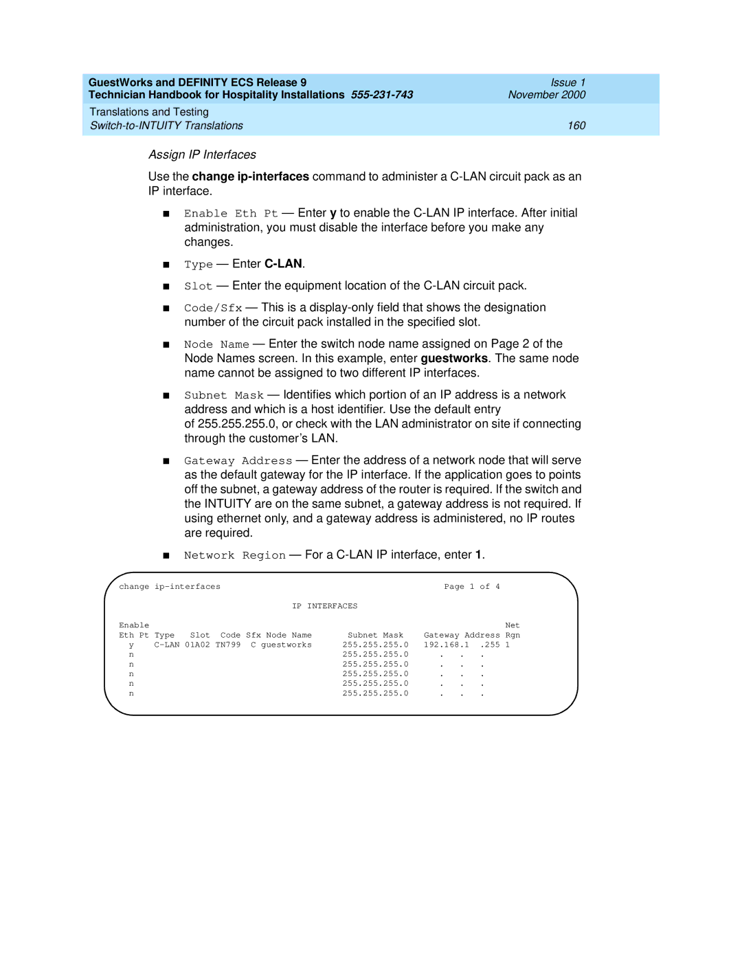 Avaya 555-231-743 manual Assign IP Interfaces 