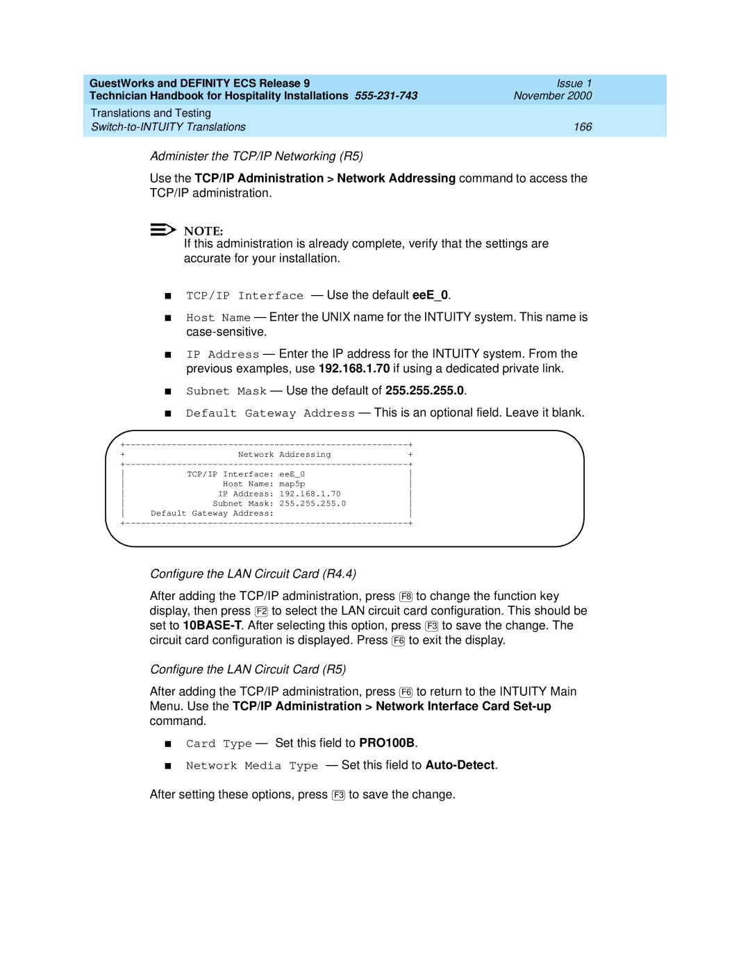 Avaya 555-231-743 manual Administer the TCP/IP Networking R5 