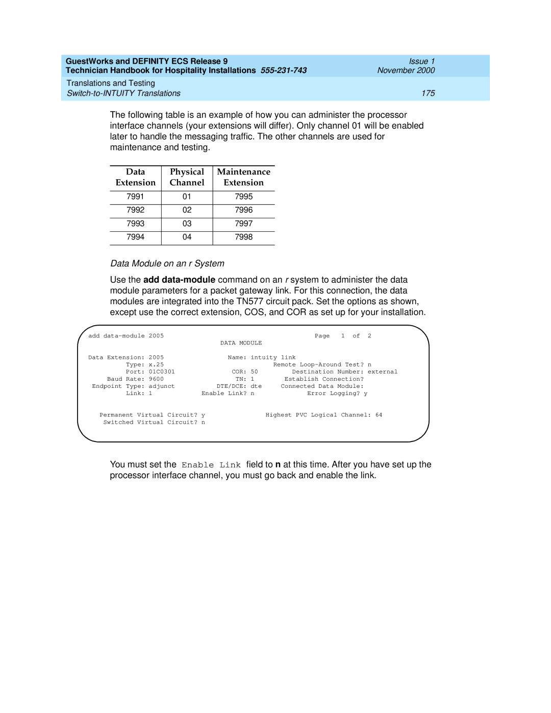 Avaya 555-231-743 manual Data Physical Maintenance Extension Channel, Dte/Dce 