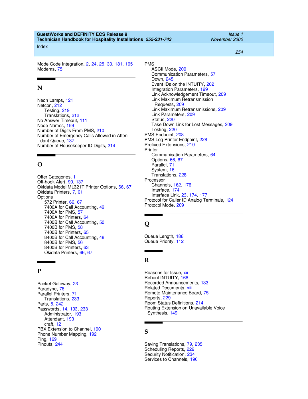 Avaya 555-231-743 manual 254 