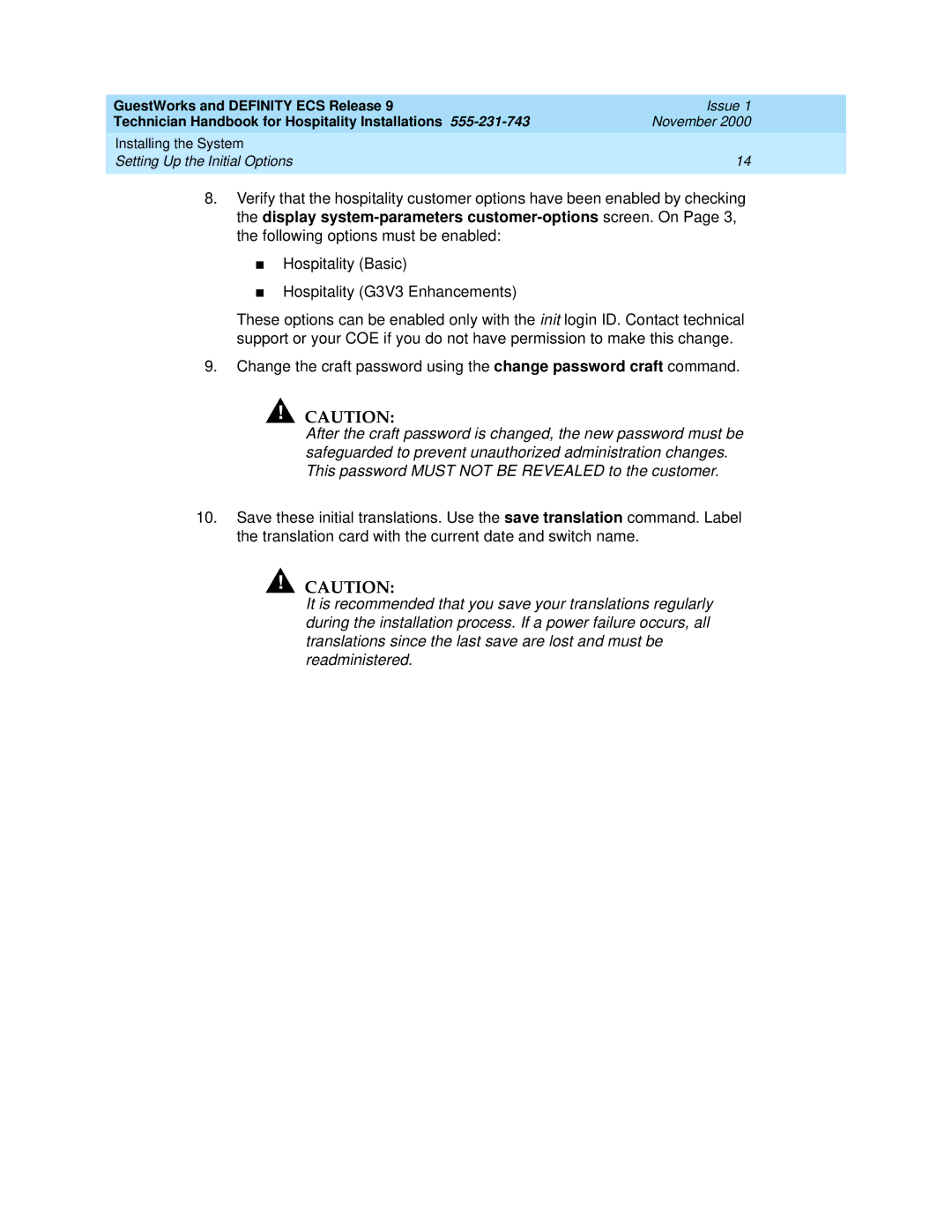 Avaya 555-231-743 manual GuestWorks and Definity ECS Release 