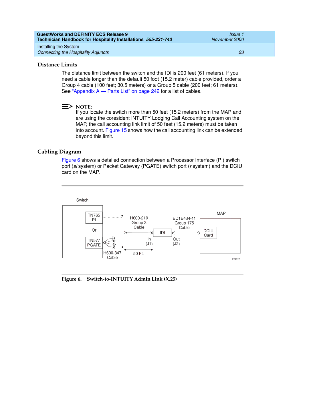 Avaya 555-231-743 manual Switch-to-INTUITY Admin Link 