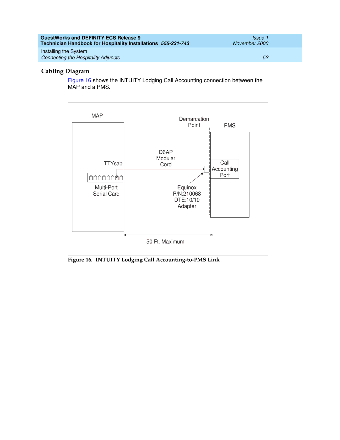 Avaya 555-231-743 manual Intuity Lodging Call Accounting-to-PMS Link 