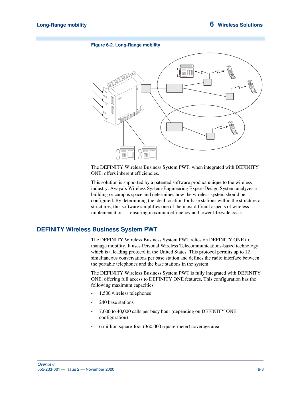 Avaya 555-233-001 manual Definity Wireless Business System PWT, Long-Range mobility 