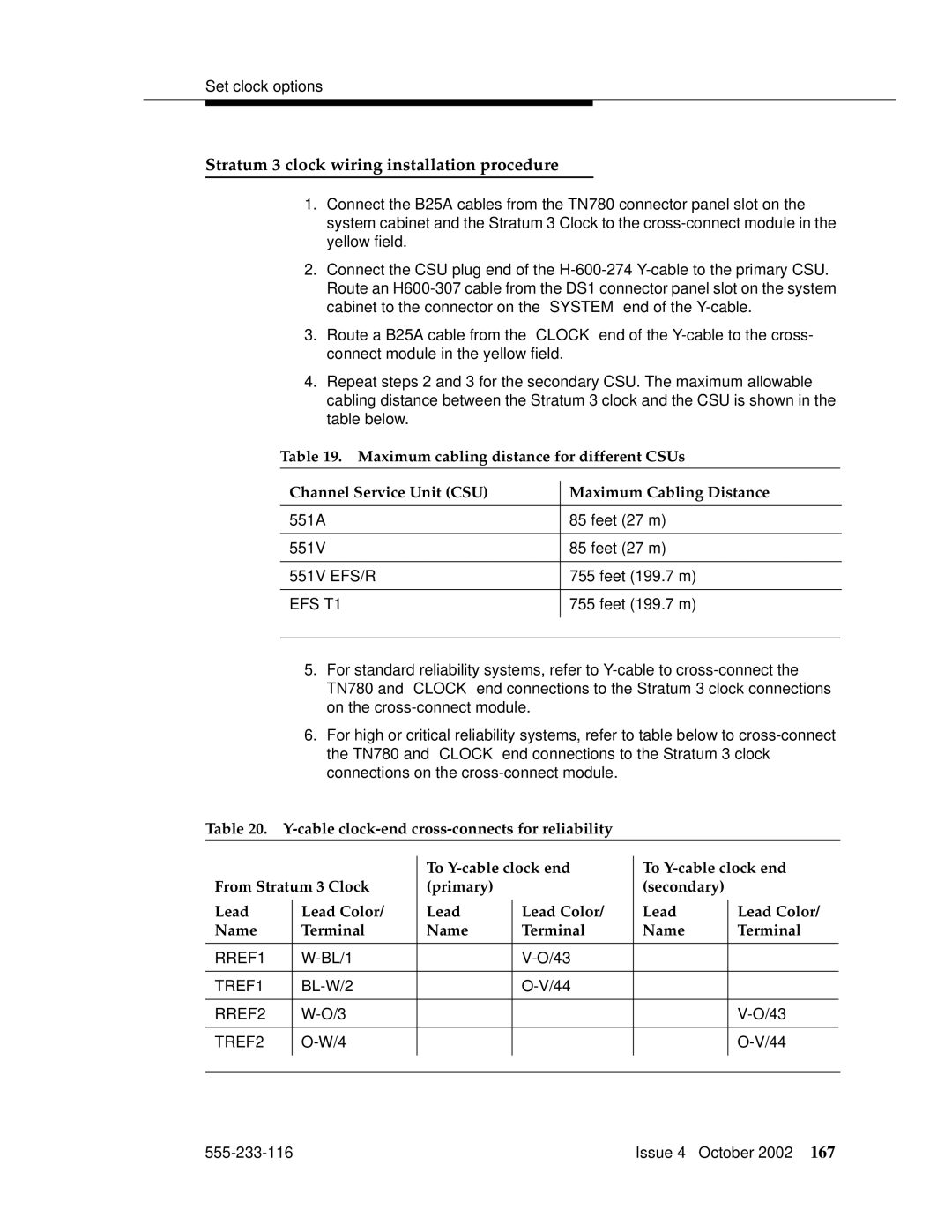 Avaya 555-233-116 manual Stratum 3 clock wiring installation procedure, BL/1, BL-W/2 