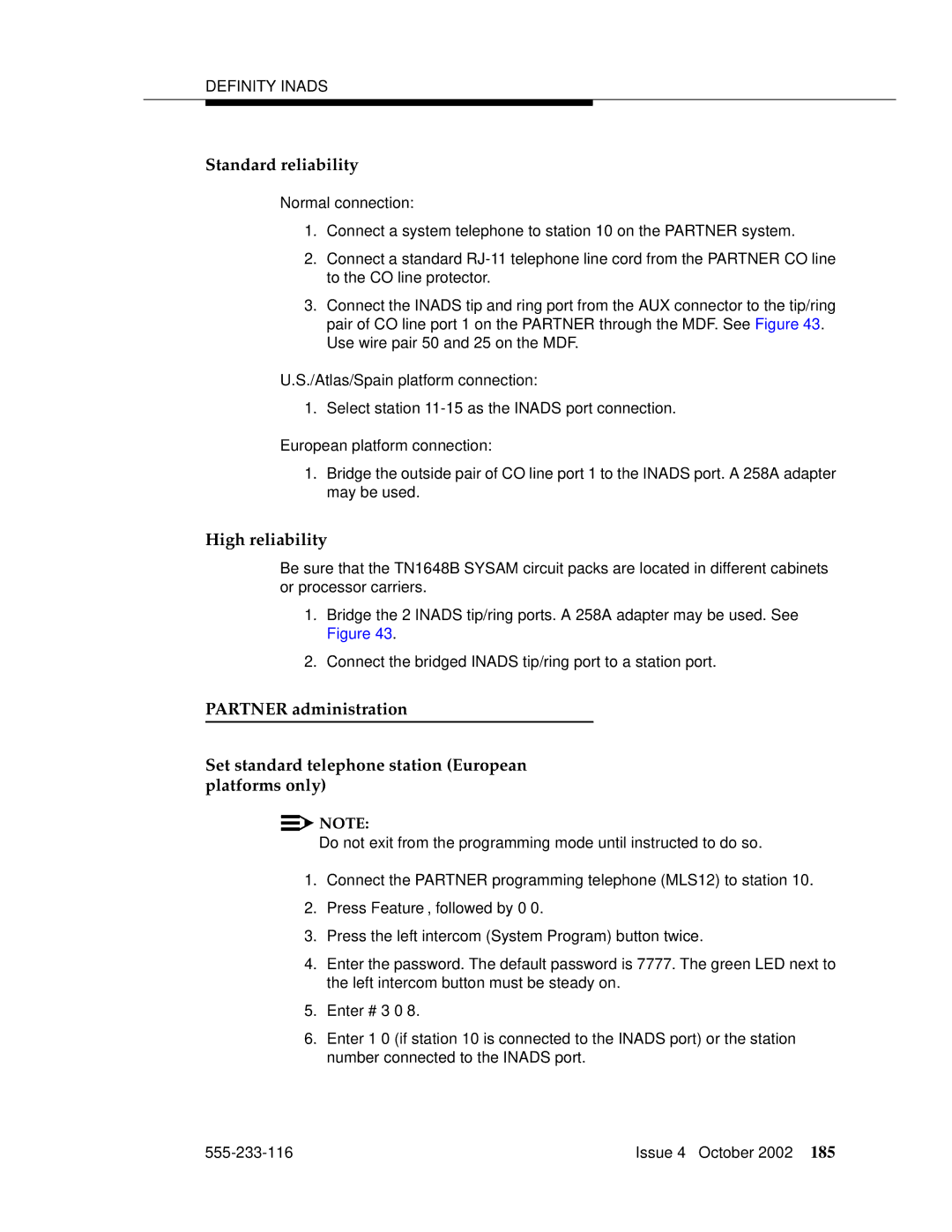 Avaya 555-233-116 manual Normal connection, Atlas/Spain platform connection, European platform connection 