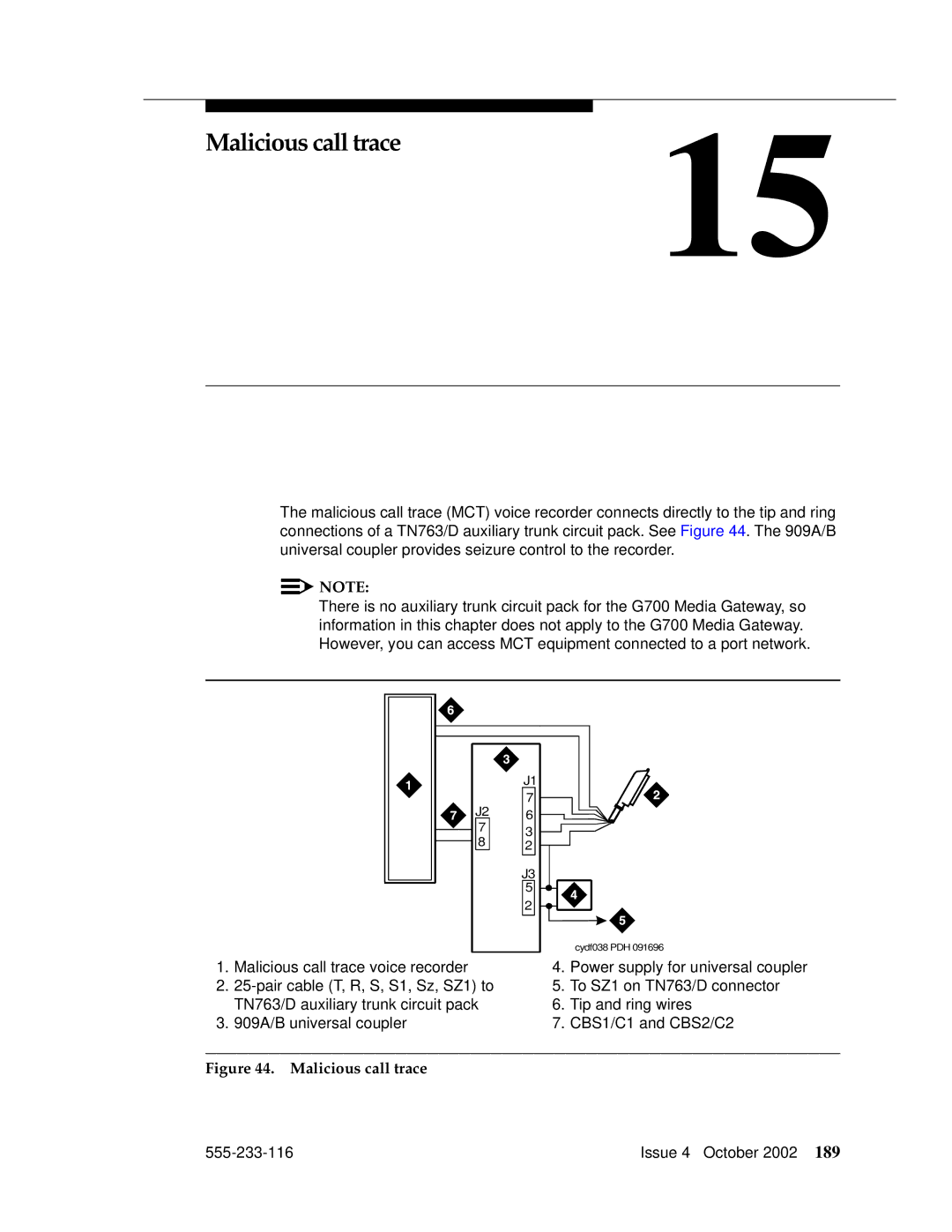 Avaya 555-233-116 manual Malicious call trace15 