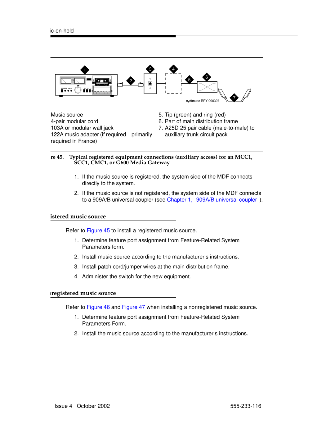 Avaya 555-233-116 manual Registered music source, Nonregistered music source 