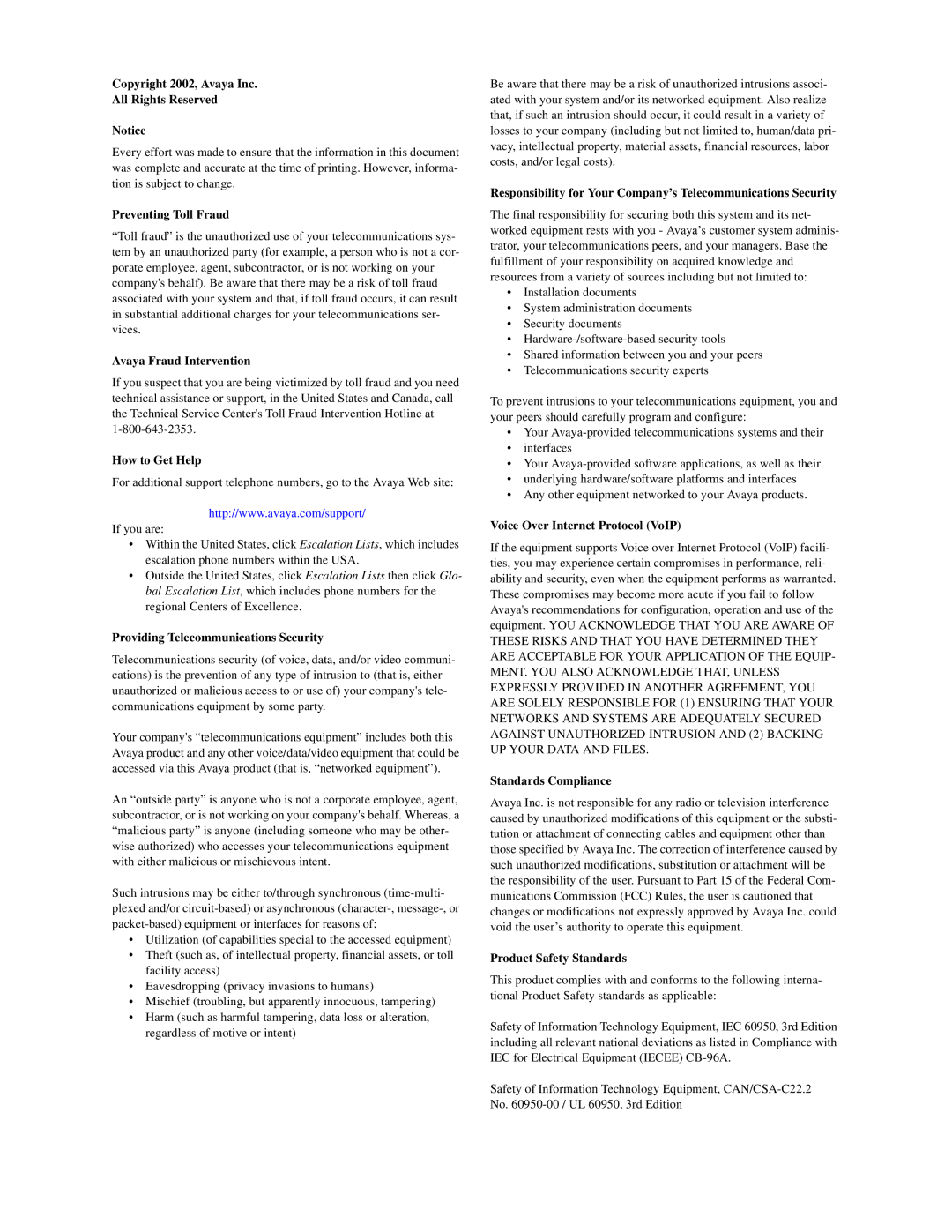 Avaya 555-233-116 manual Copyright 2002, Avaya Inc All Rights Reserved 