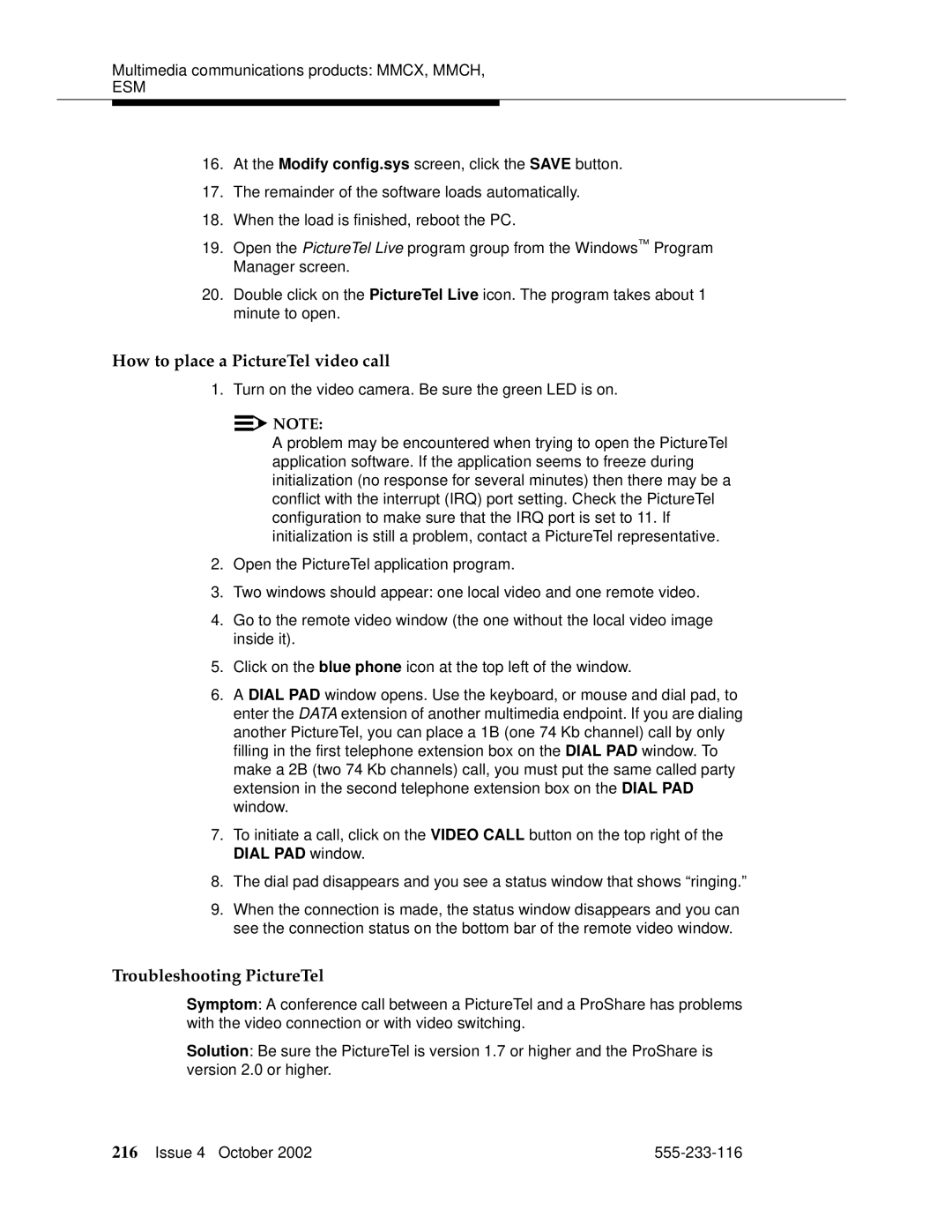 Avaya 555-233-116 manual How to place a PictureTel video call, Troubleshooting PictureTel 