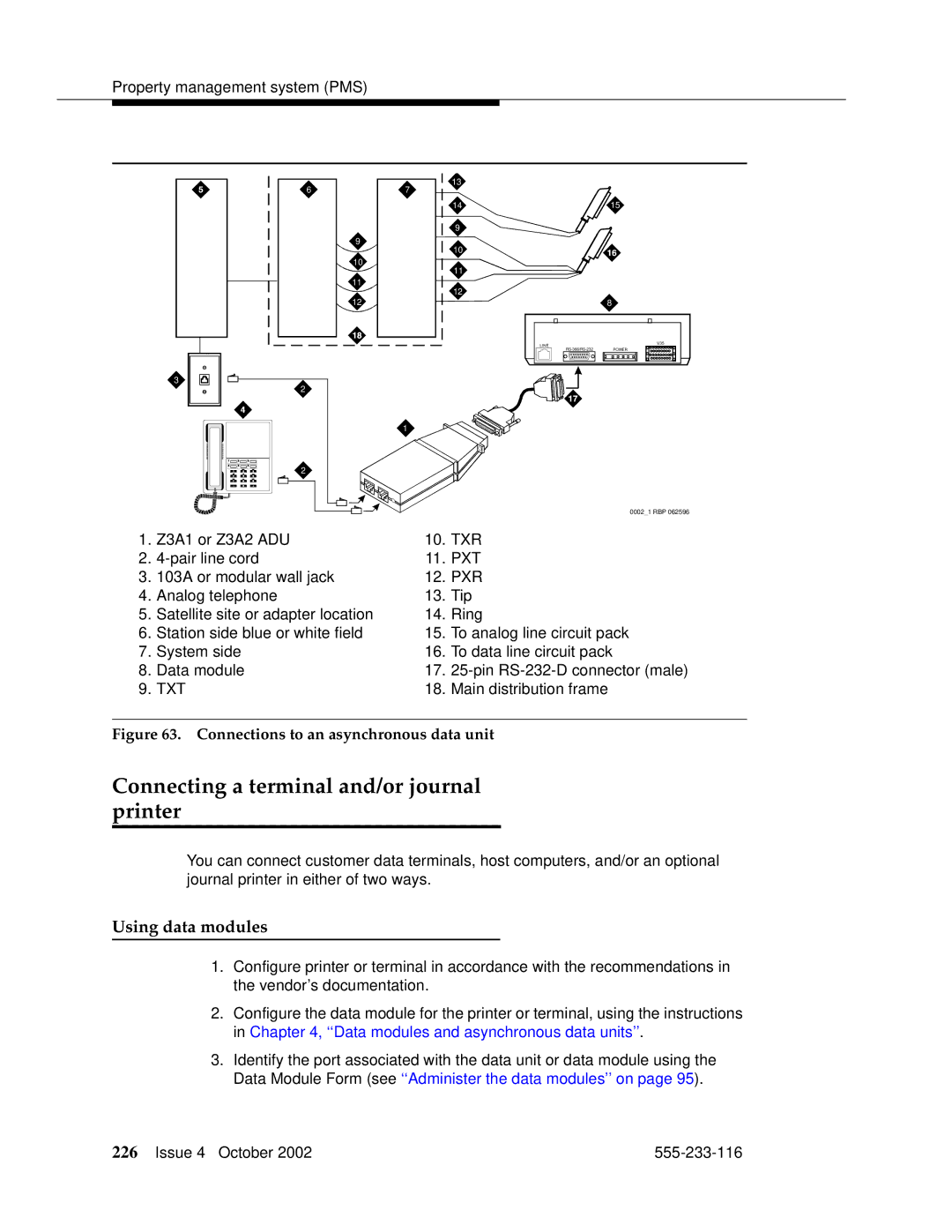 Avaya 555-233-116 manual Connecting a terminal and/or journal printer, Using data modules 