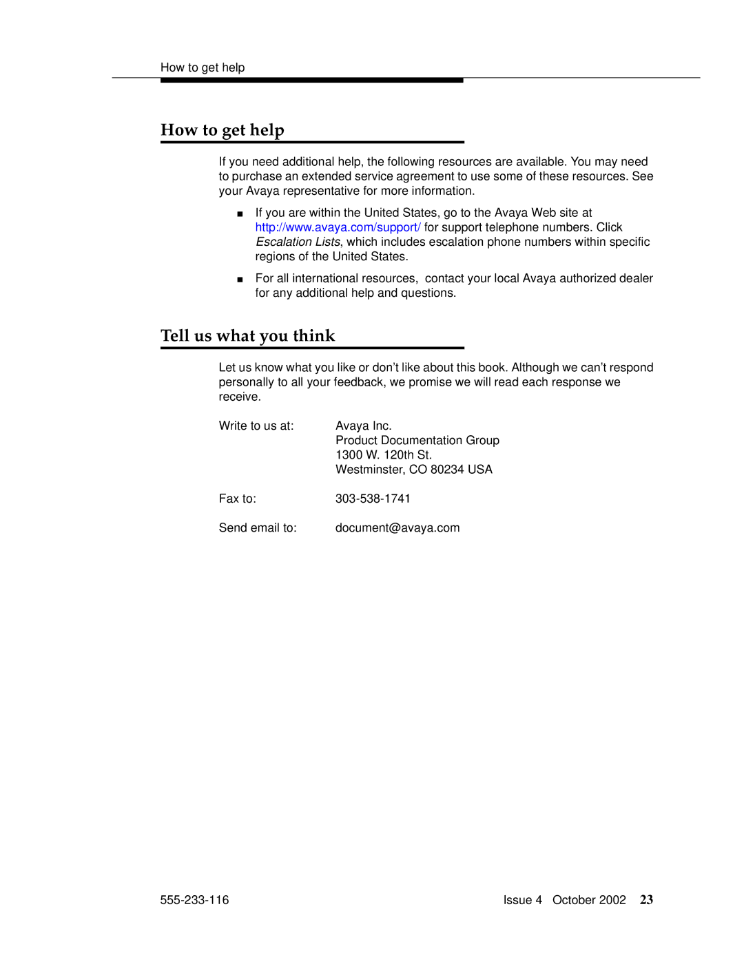 Avaya 555-233-116 manual How to get help, Tell us what you think 