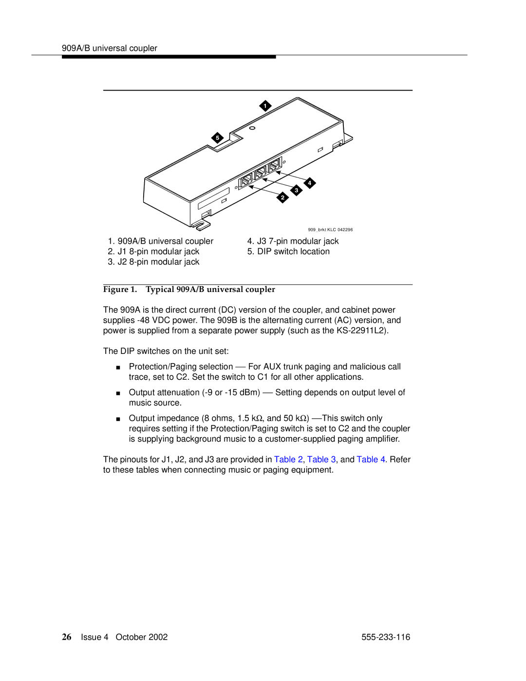 Avaya 555-233-116 manual Typical 909A/B universal coupler 