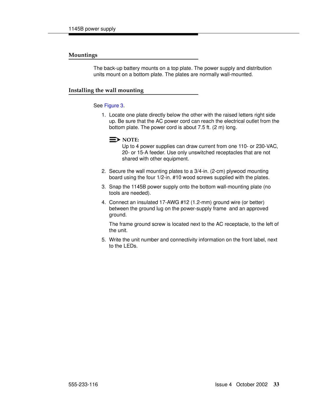 Avaya 555-233-116 manual Mountings, Installing the wall mounting 