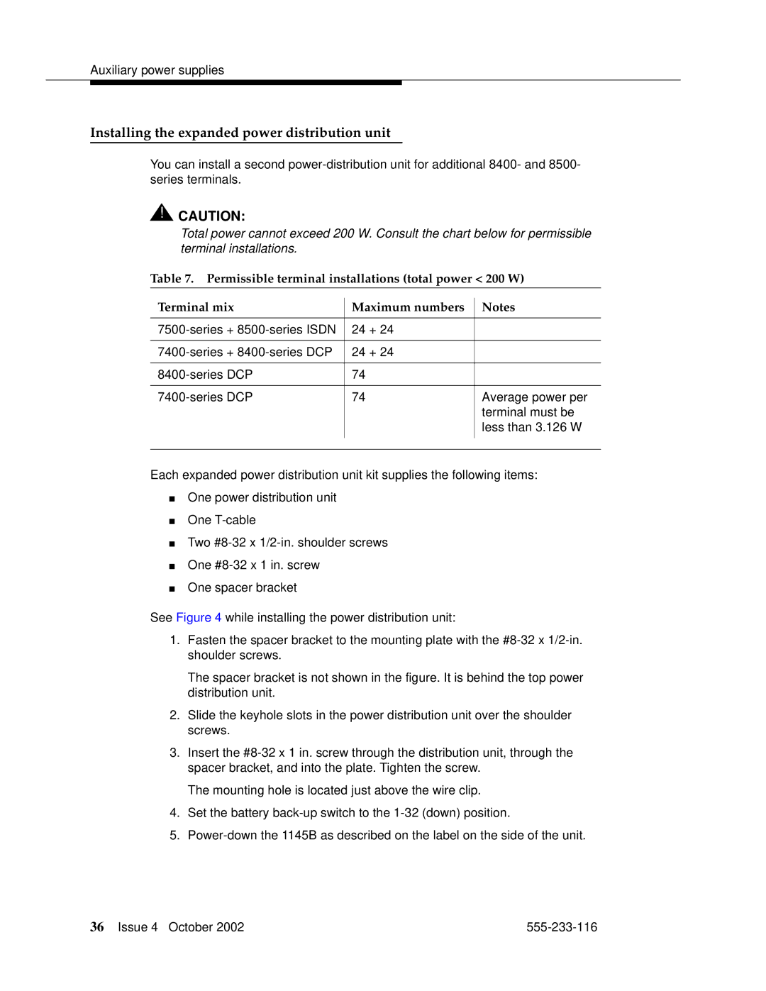 Avaya 555-233-116 manual Installing the expanded power distribution unit 