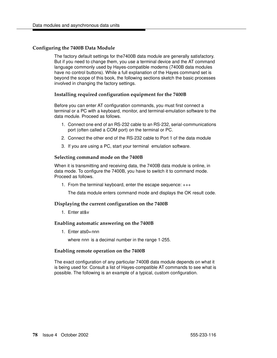 Avaya 555-233-116 manual Configuring the 7400B Data Module, Installing required configuration equipment for the 7400B 