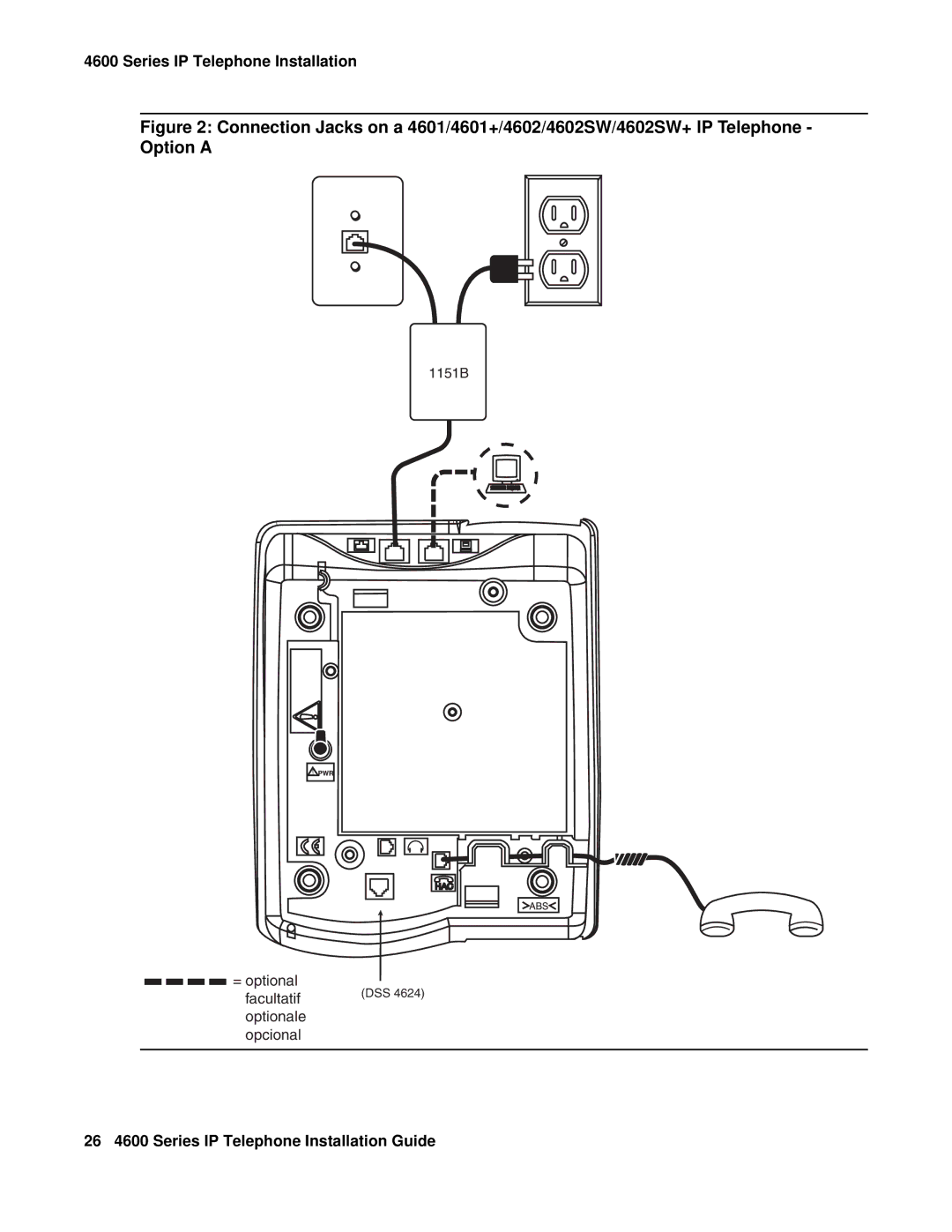 Avaya 555-233-128 manual 26 4600 Series IP Telephone Installation Guide 